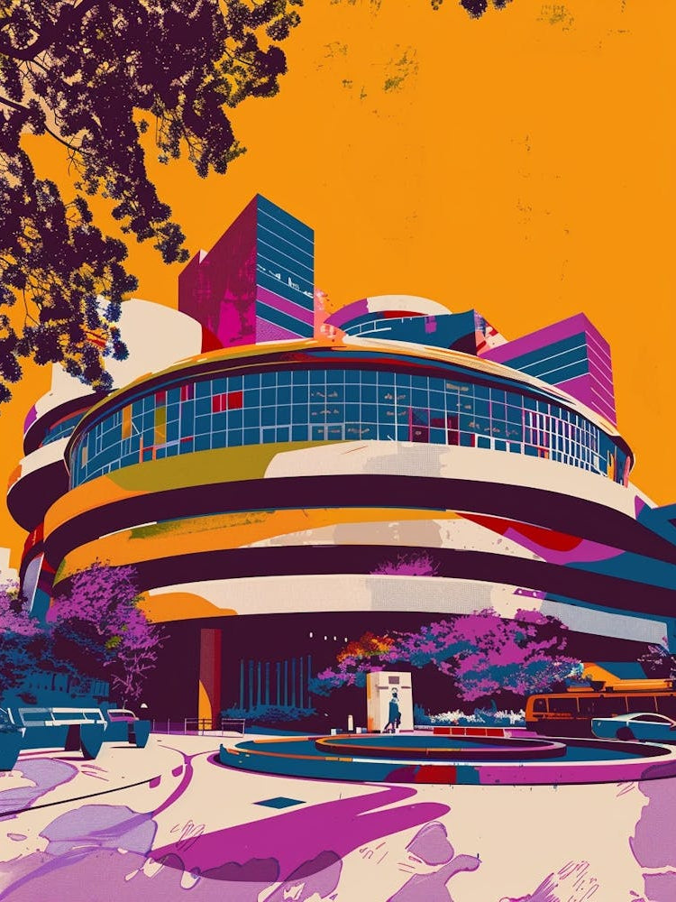 The Guggenheim Museum New York Colourful Silkscreen Illustration 4