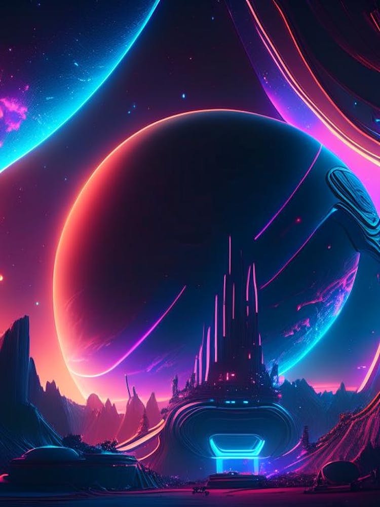 Celestial Neon Nights Space