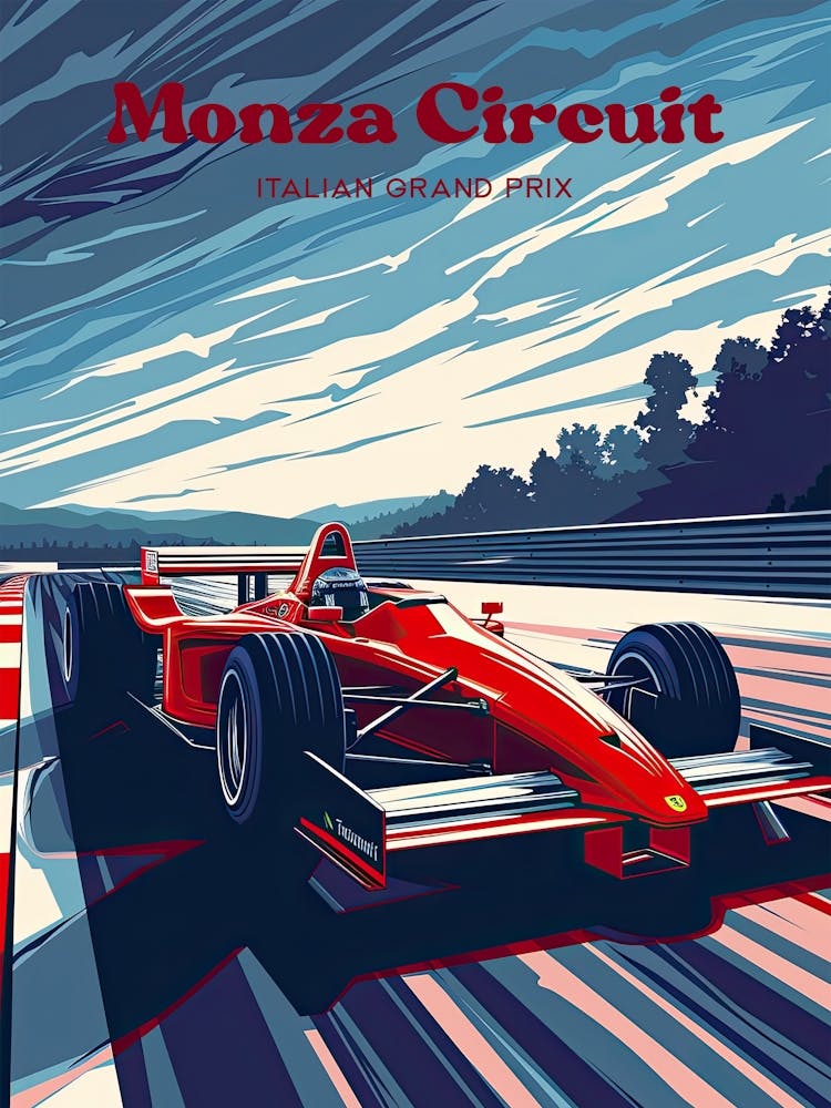 Monza Circuit Grand Prix Red Bull Art Illustration