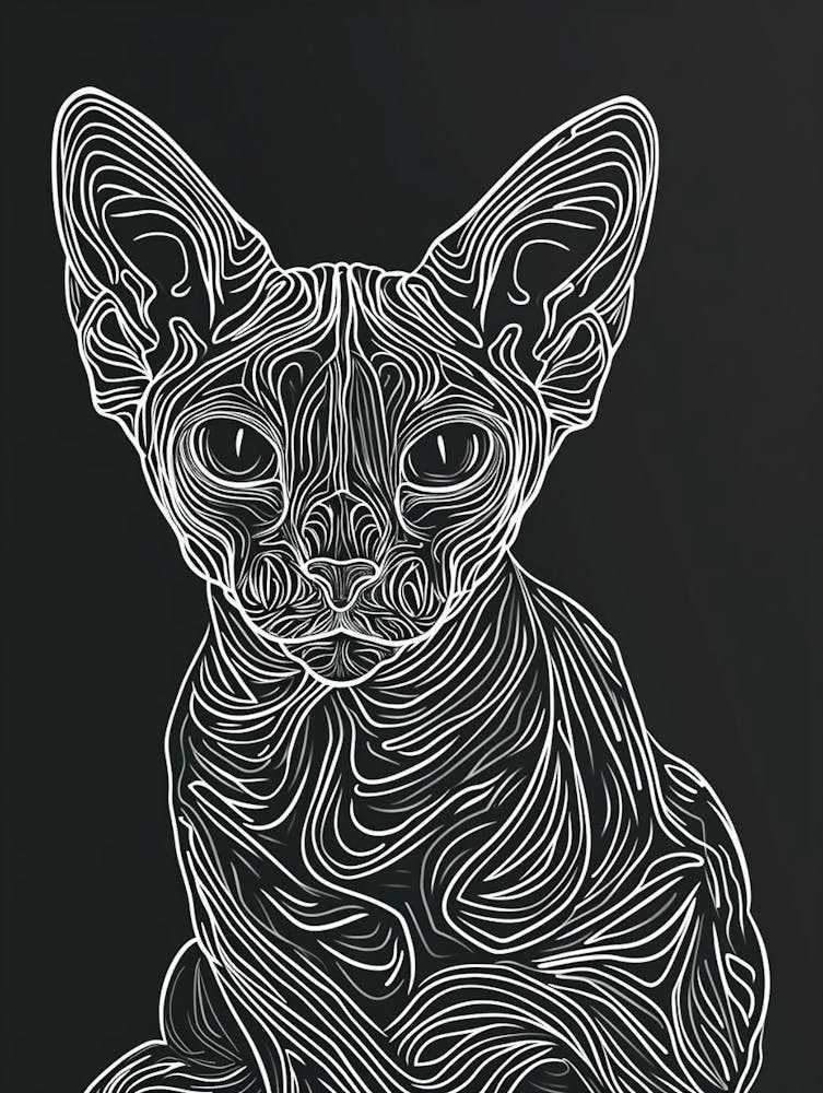Cornish Rex Cat Minimalist Illustration 3