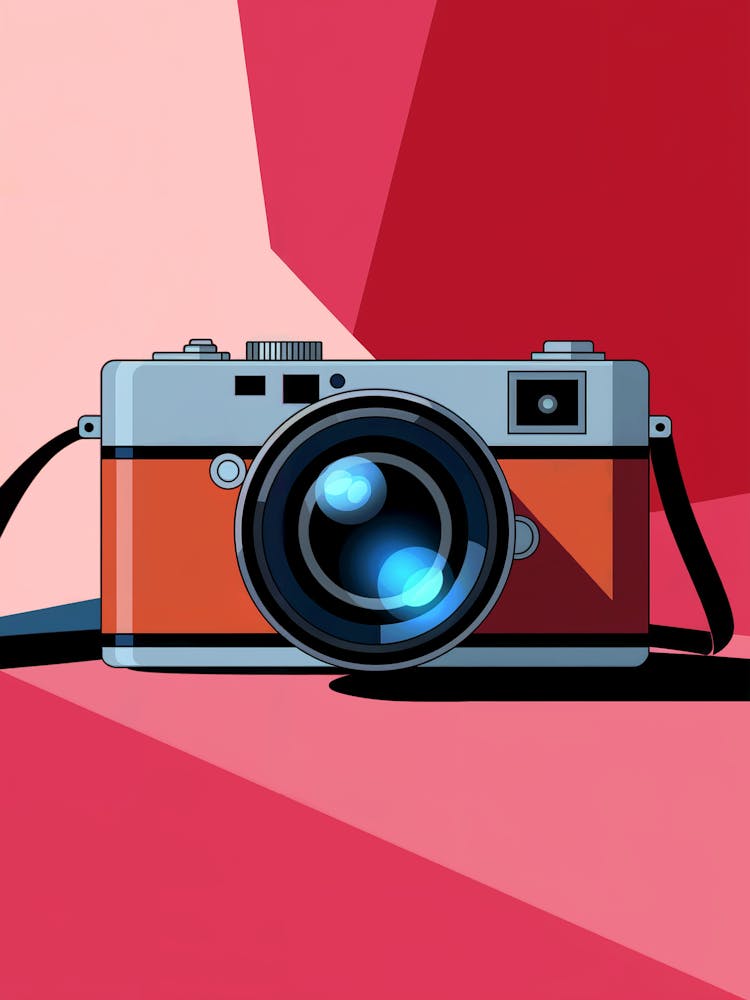 Camera On A Red Background