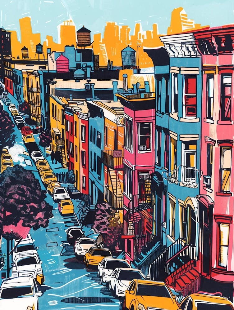 Brooklyn New York Colourful Silkscreen Illustration 3