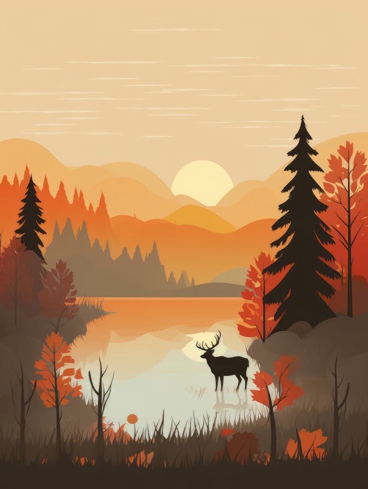 Autumn , Fall, Landscape, Inspired By National Park in the USA, Lake, Great Lakes, Boho, Beach, Minimalist Canvas Print, Travel Poster, Autumn Decor, Fall Decor 23