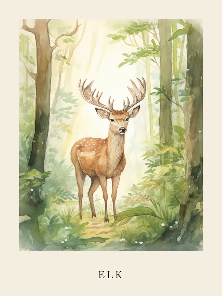 Beatrix Potter Inspired  Animal Watercolour Elk 2