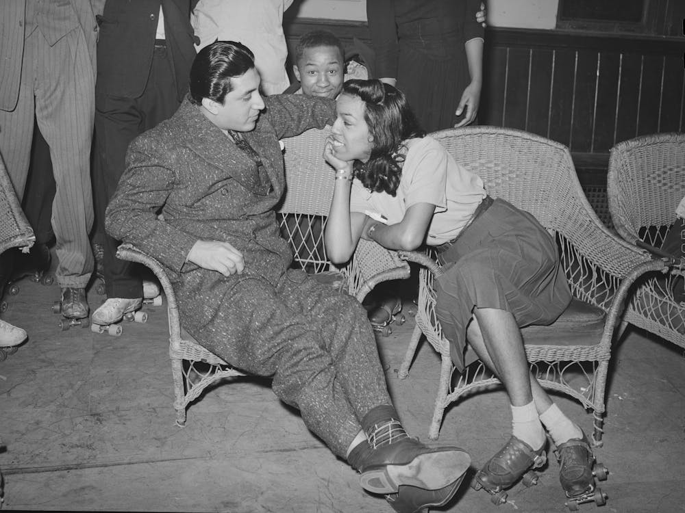 Couple At Rollerskating Rink, Southside, Chicago, Illinois By Russell Lee