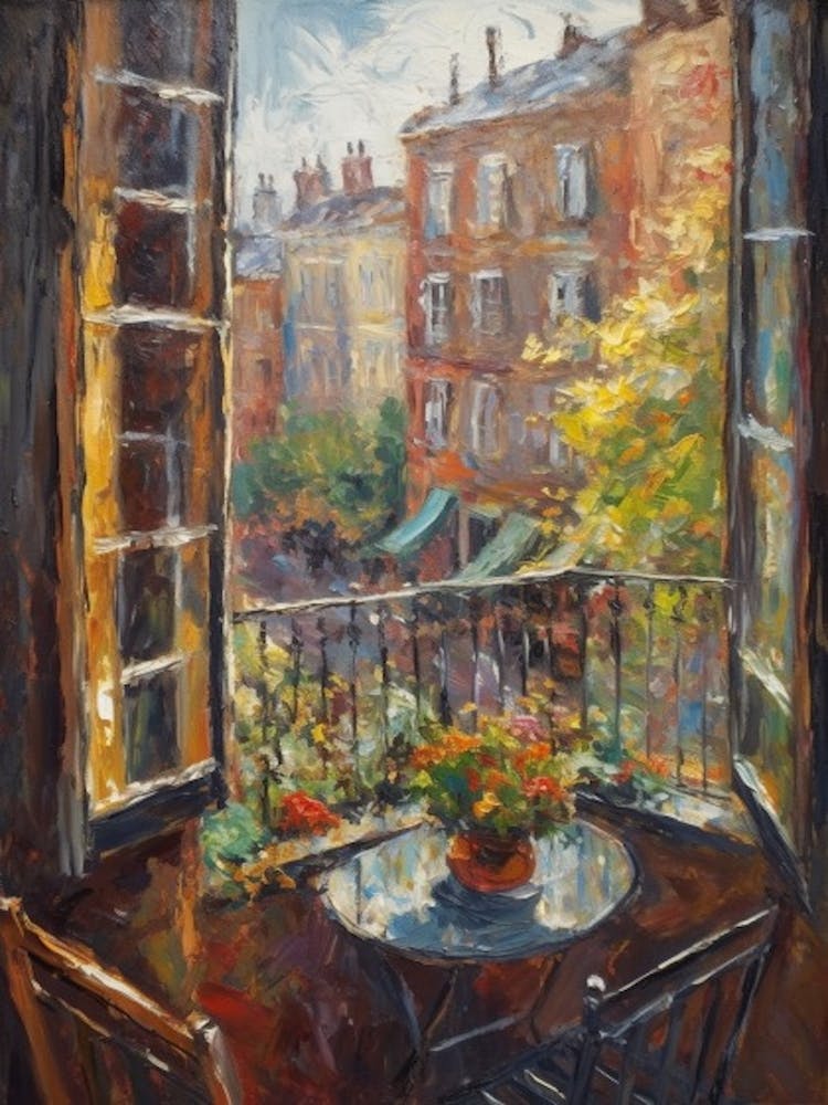 Window View Of London In The Style Of Impressionism 3