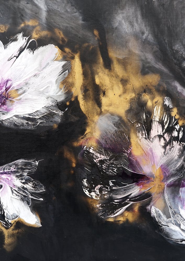 Black Background Abstract Flowers 1