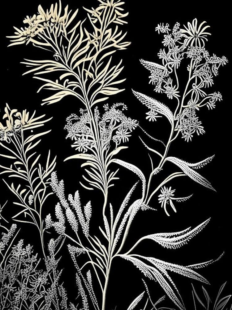 Goldenrod Wildflower Linocut 1