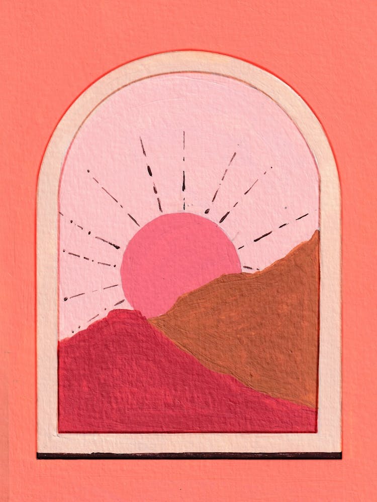 Böhmische Kunst Sonnenuntergang Vintage Gemälde