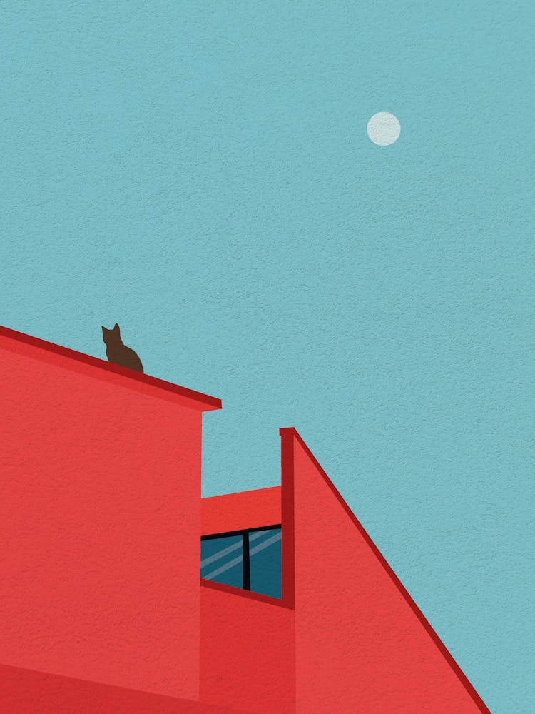 Art minimal Chat sur un toit