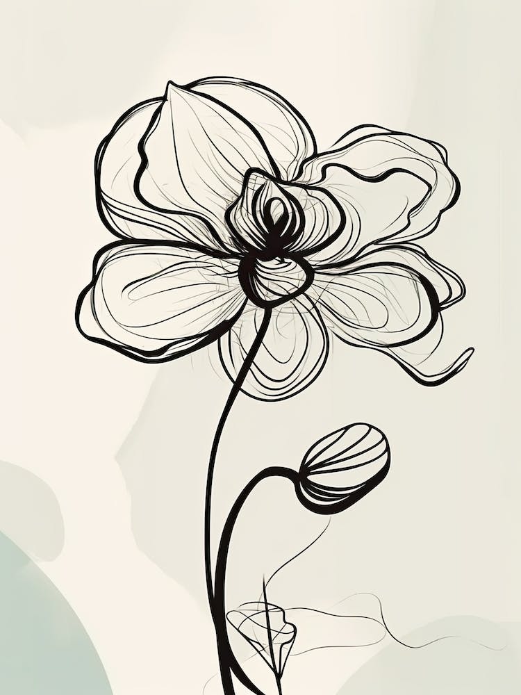 Line Art Orchids Flowers Illustration Neutral 12