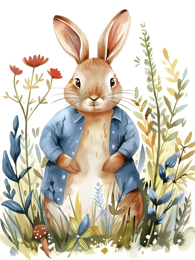 Rabbit In Blue Shirt
