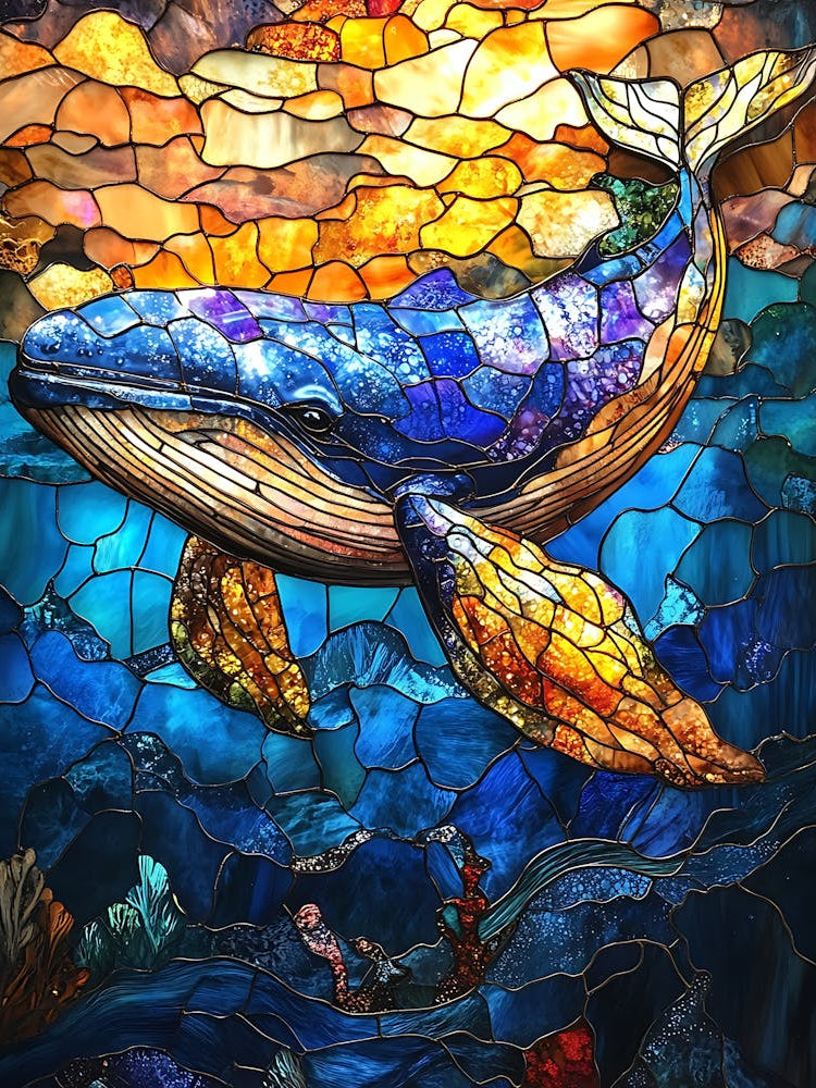 Stunning Stained Glass Whale 8