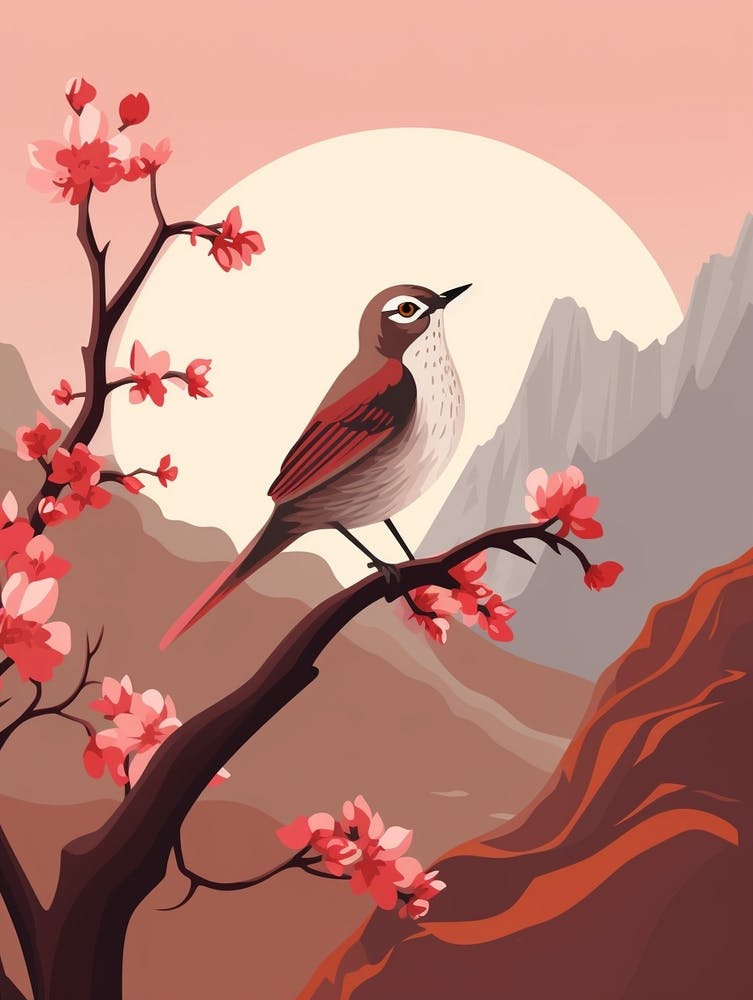 Minimalist Hermit Thrush 3 Illustration