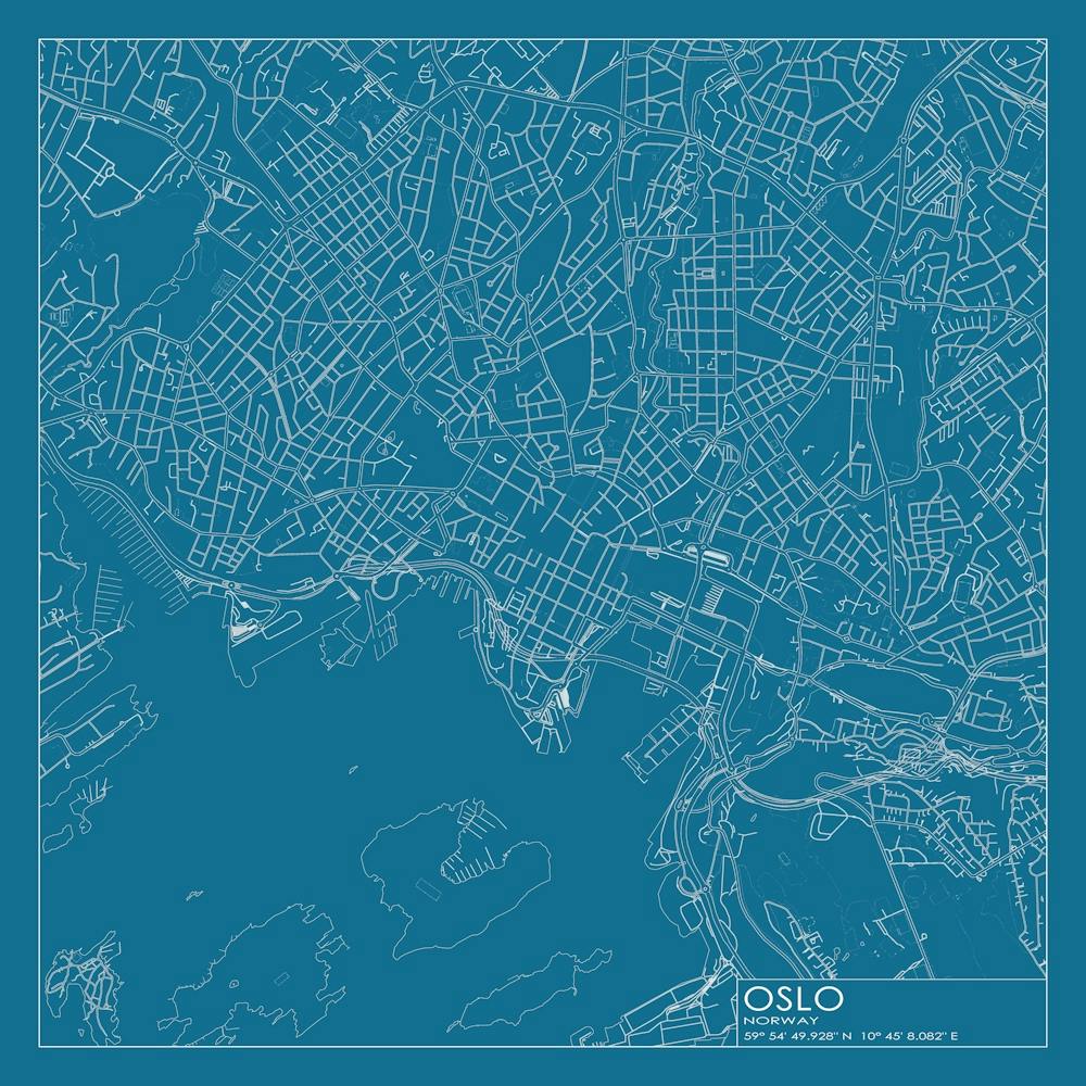Oslo, Norway, City Map Blueprint Design