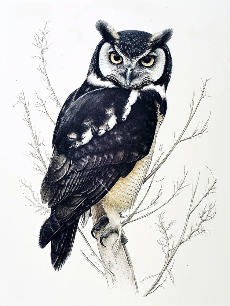 Spectacled Owl Drawing 4