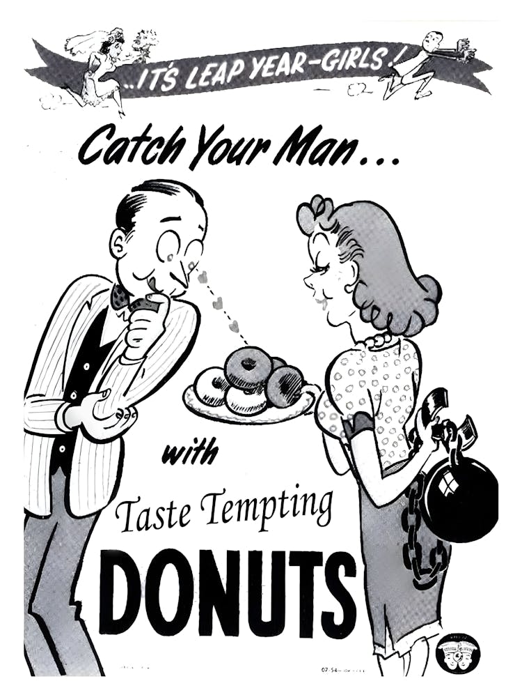 Catch Your Man With Donuts, Funny Vintage Advertising Poster