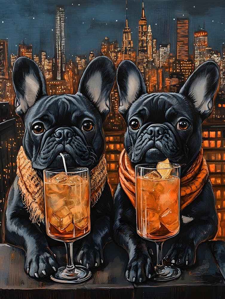 Whimsical Frenchies At The Bar 35