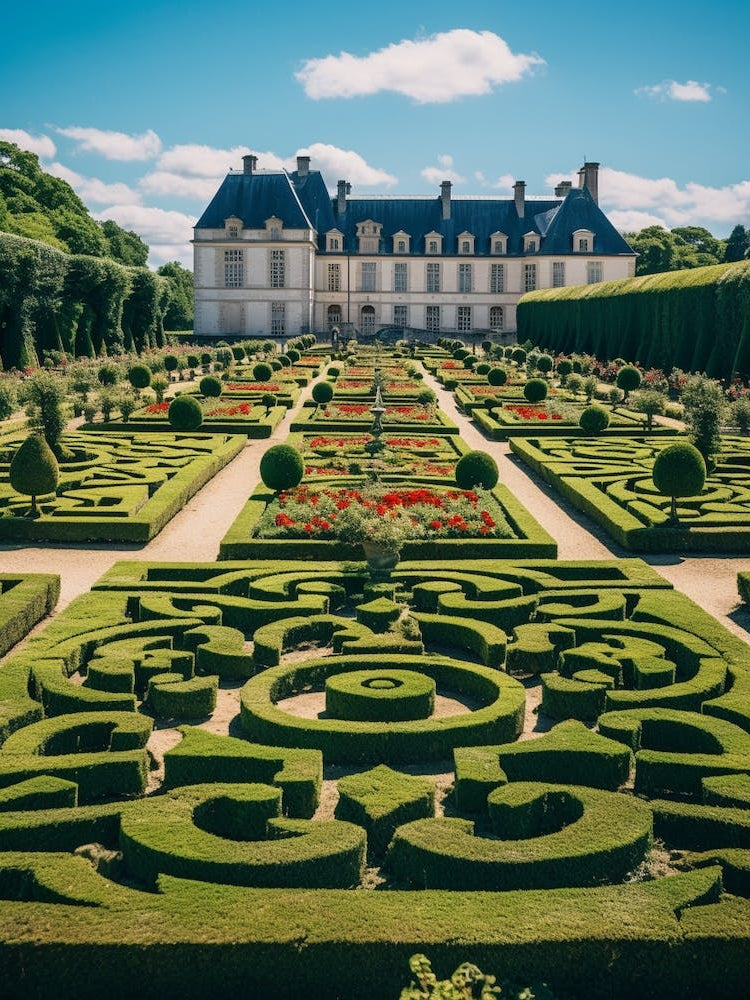 Chateau De Villandry Gardens France Illustration 