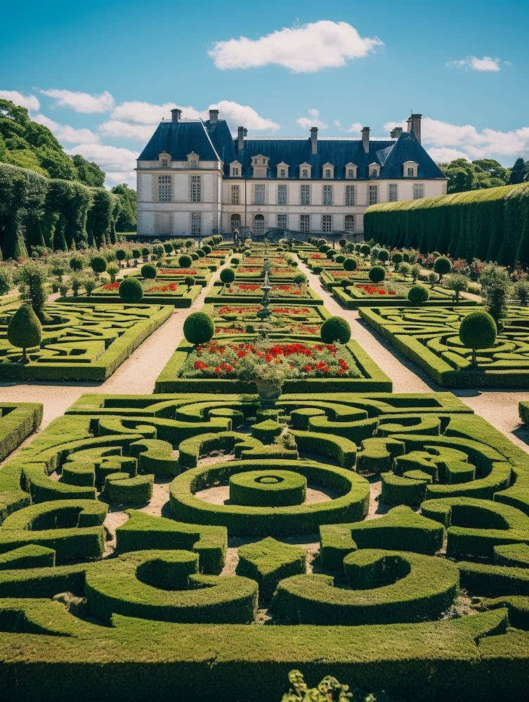 Chateau De Villandry Gardens France Illustration