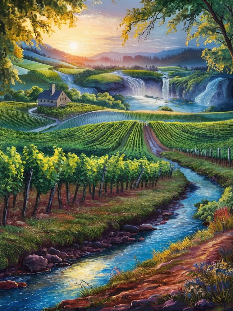 Vineyard At Sunset