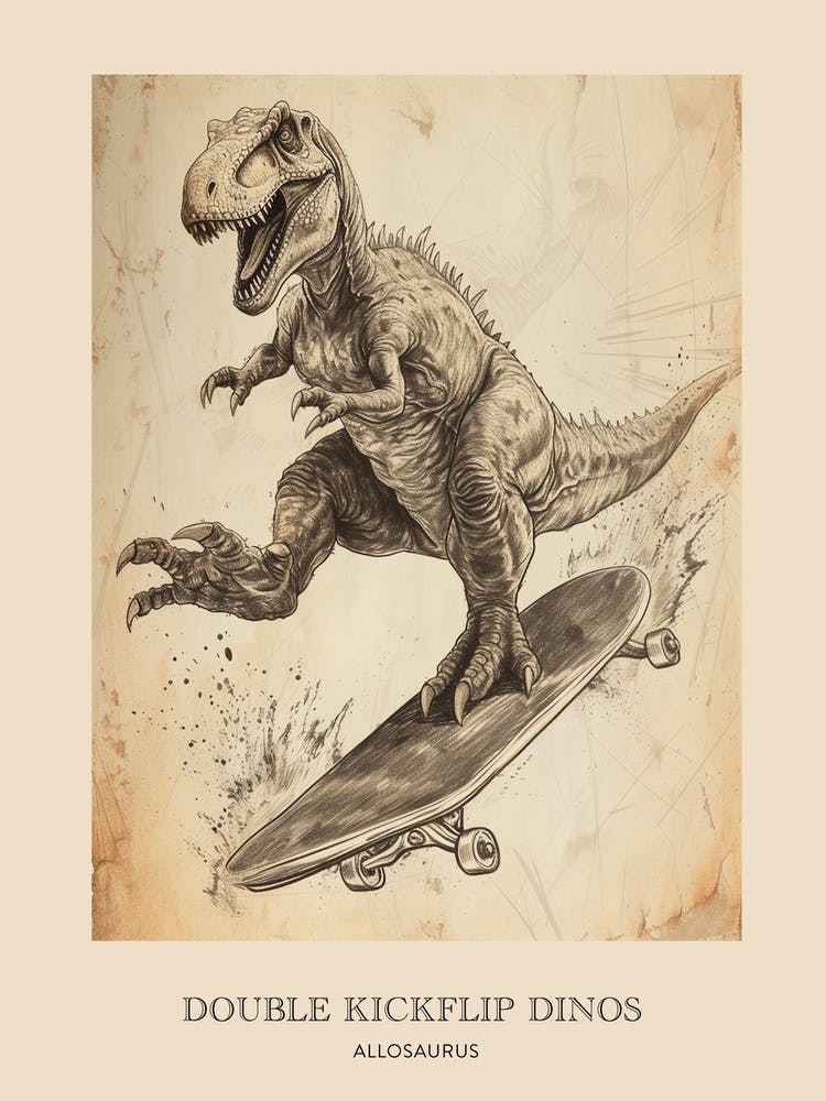 Allosaurus Vintage Dinosaur Poster 1
