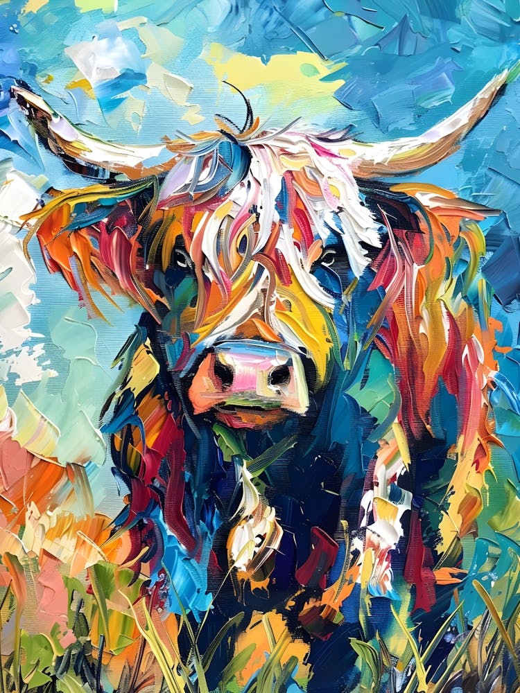 Colourful Highland Cow Abstract