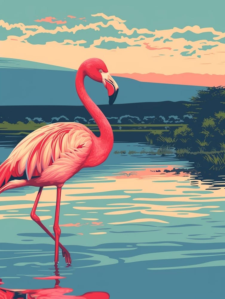 Greater Flamingo Lake Manyara Tanzania Tropical Illustration 1
