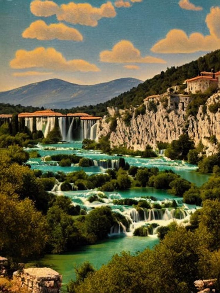 Krka National Park Croatia Vintage Poster