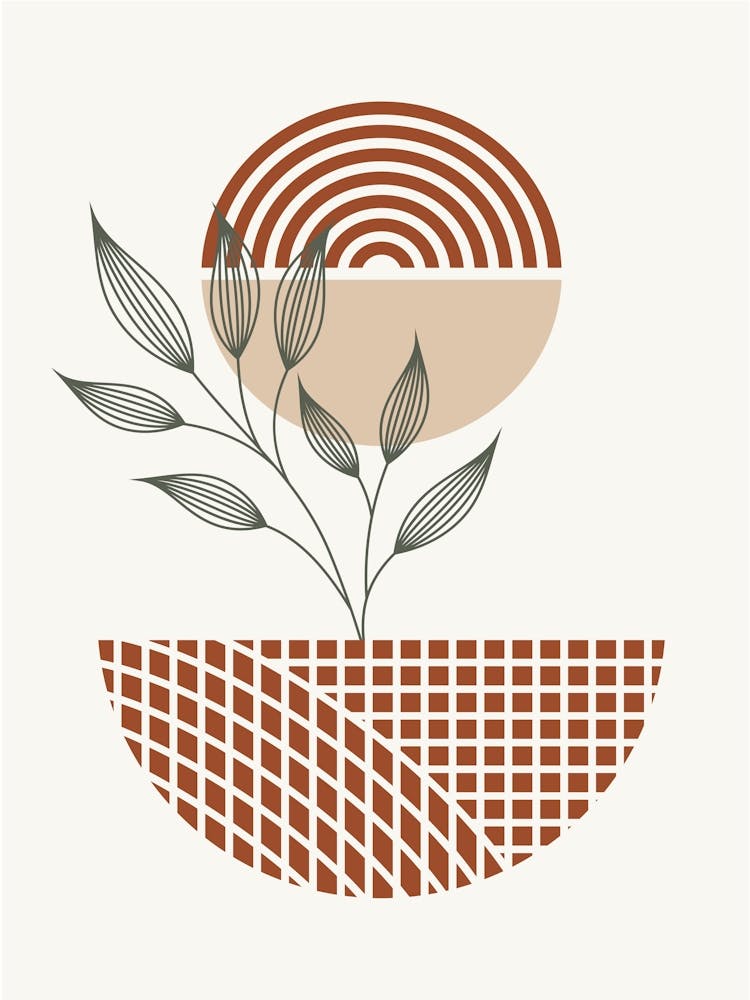 Bohos Scandi Art Sage Orange Abstract Art C