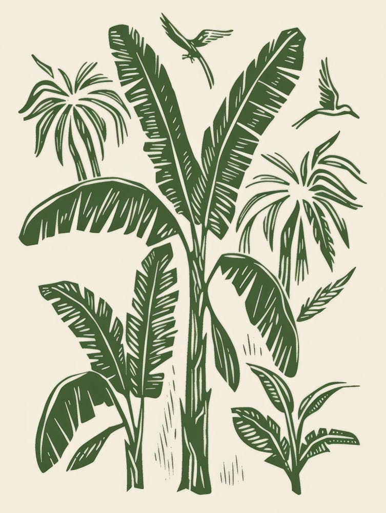 Banana Trees And Birds