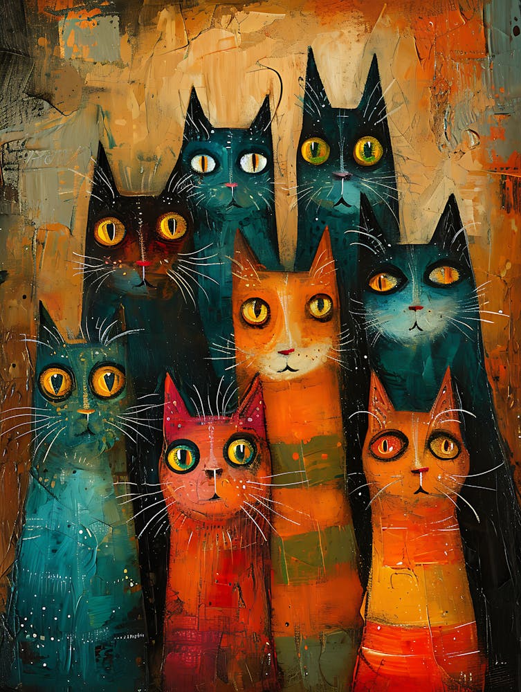 Beautiful Painting Funky Cats 7