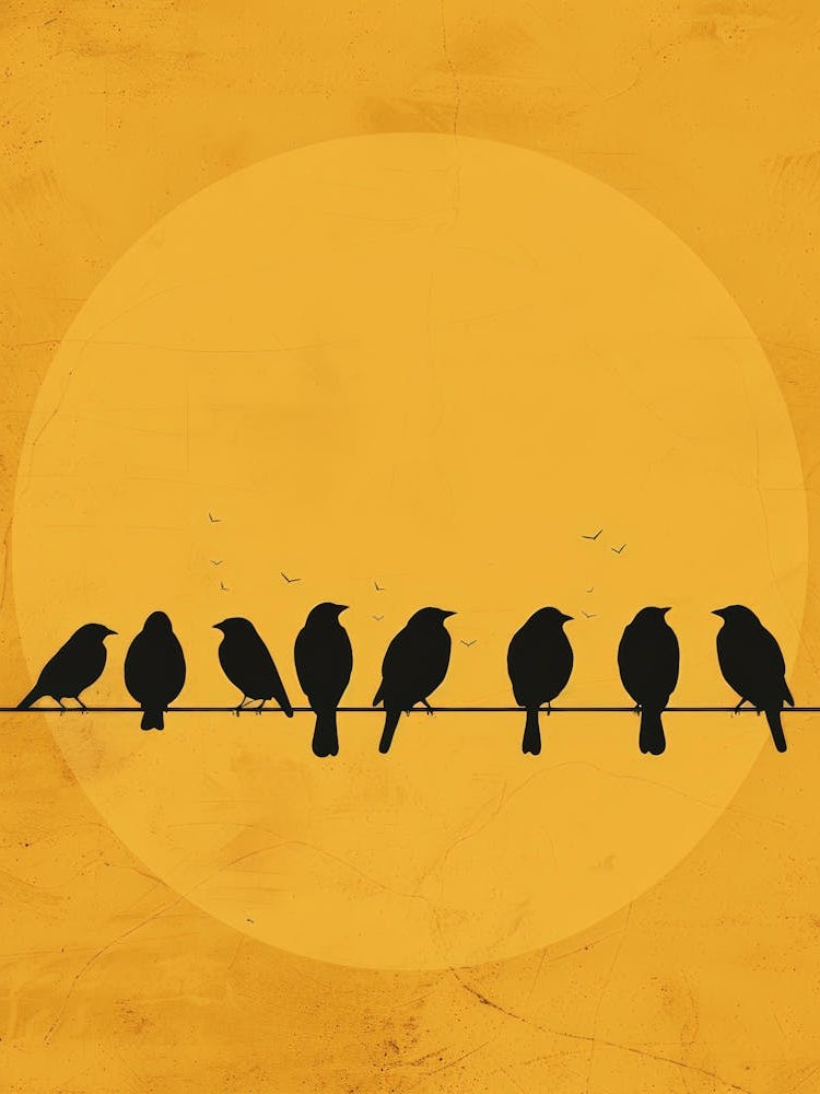 Silhouette Of Birds On A Wire 1