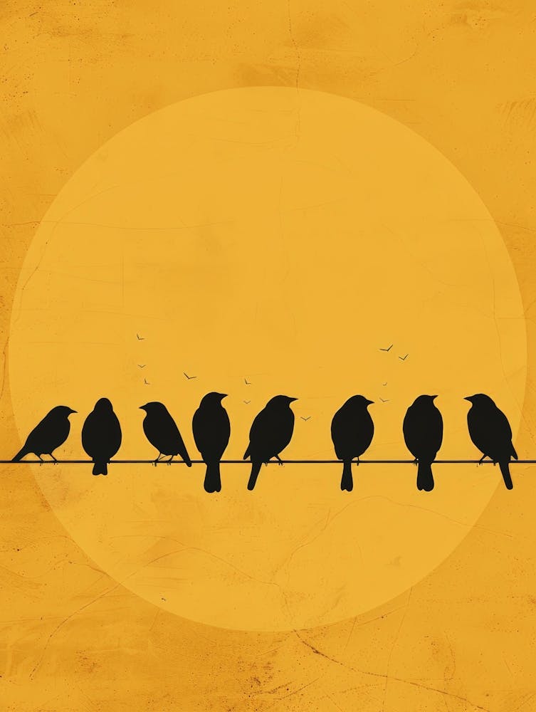 Silhouette Of Birds On A Wire 1