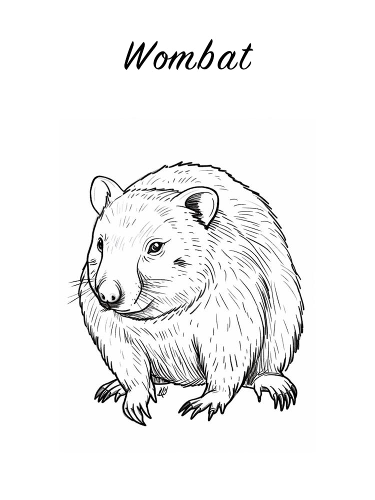 B&W Wombat Poster