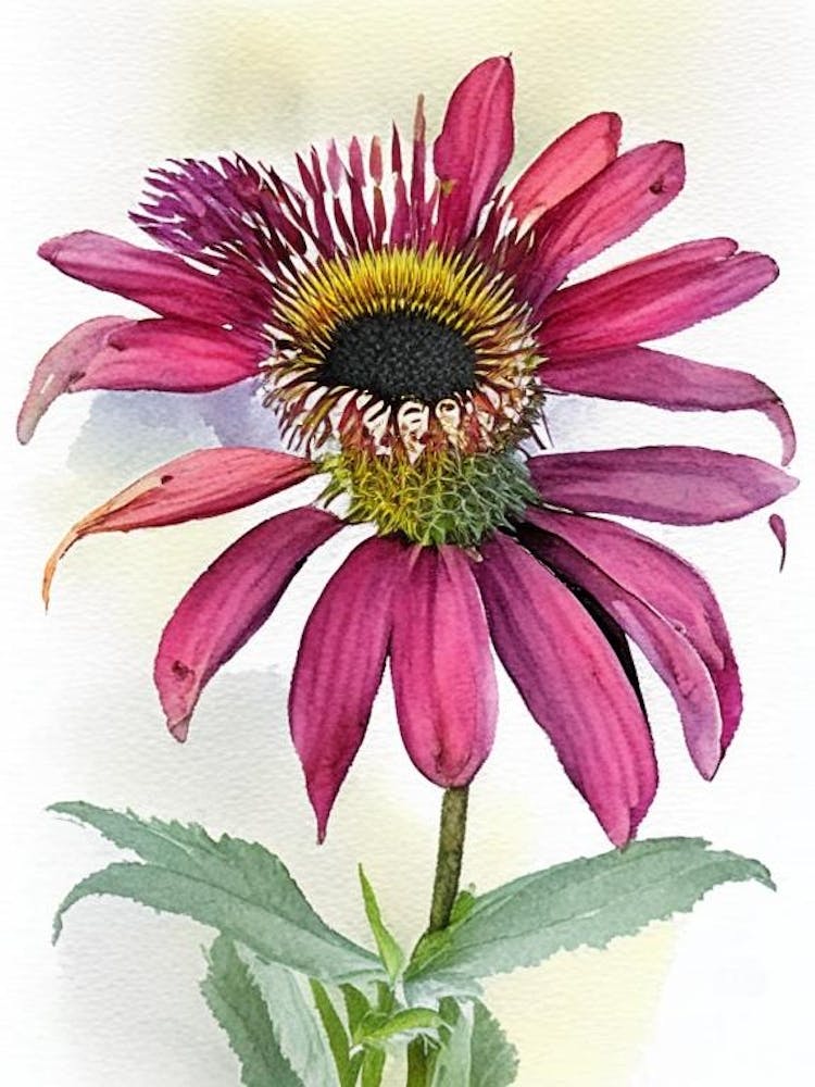 Coneflower Wildflower Watercolour 1