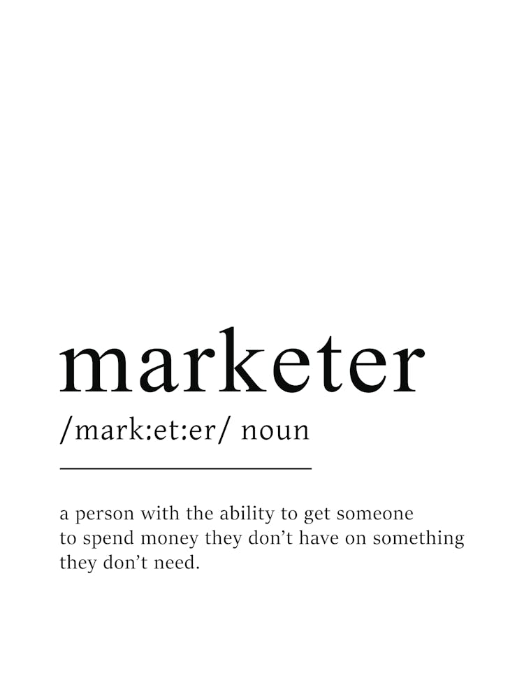 Marketer Definition Poster - Dictionary