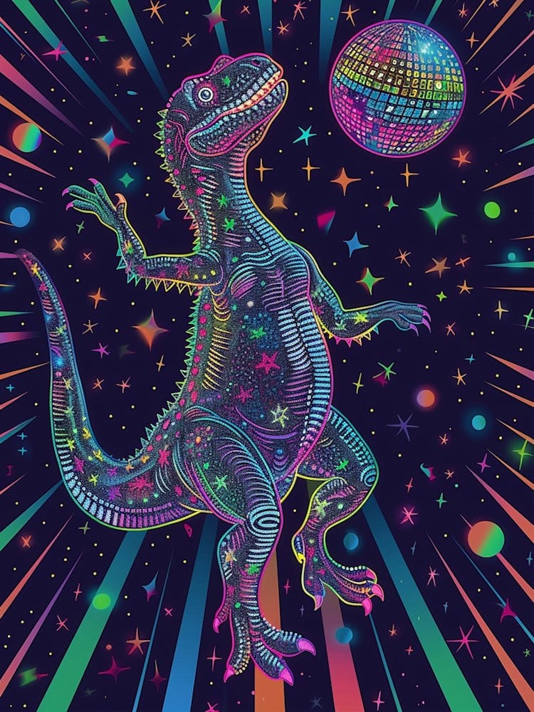 Dancing Party Dinosaur With Disco Ball