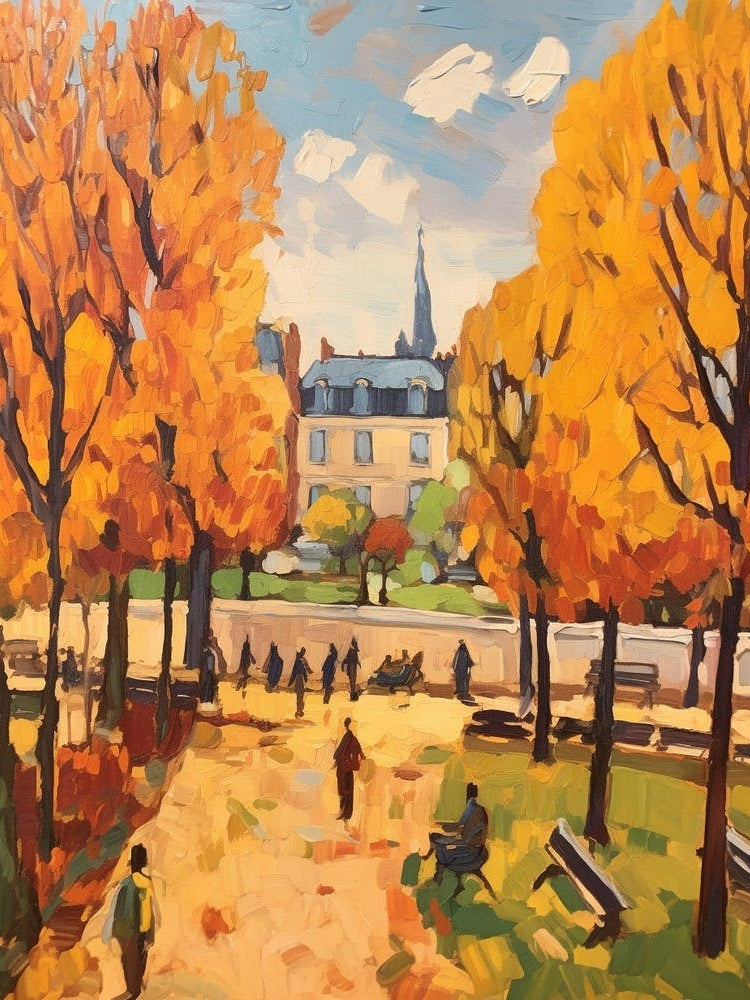 Autumn Gardens Painting Tuileries Garden France 2