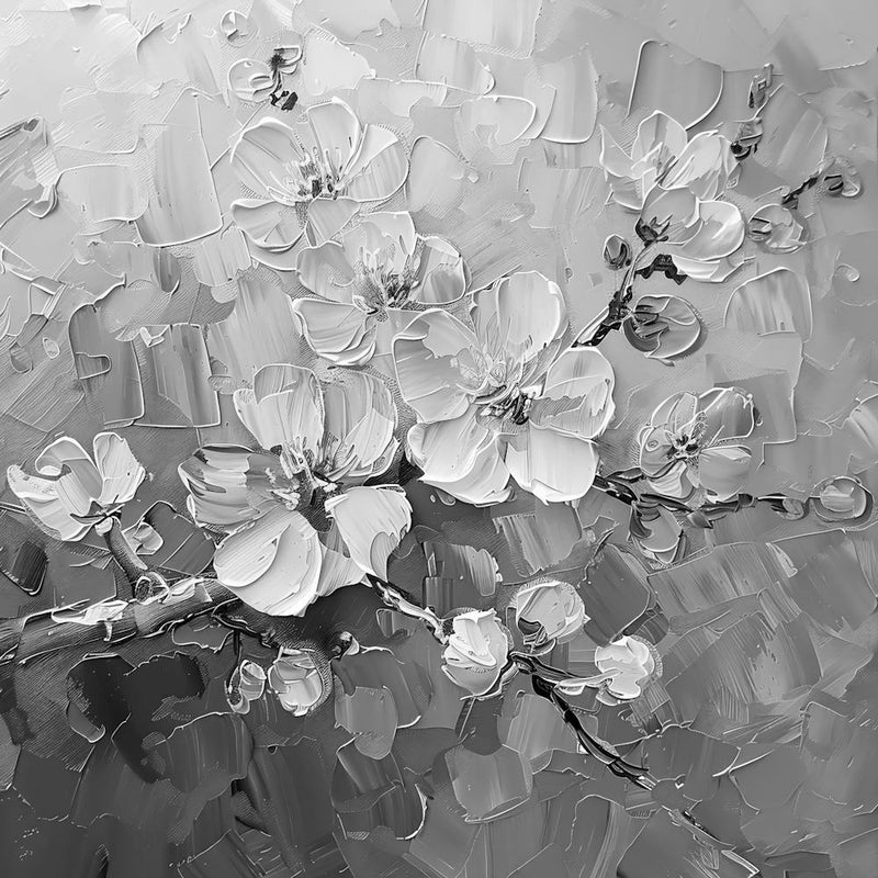 Black And White Of Cherry Blossoms