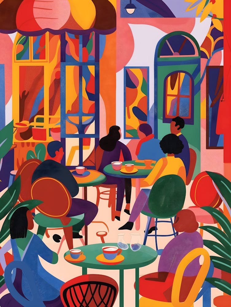 Matisse Inspired, Cafe Latte, Fauvism Style