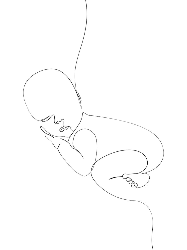 Continuous Line Drawing Of A Baby