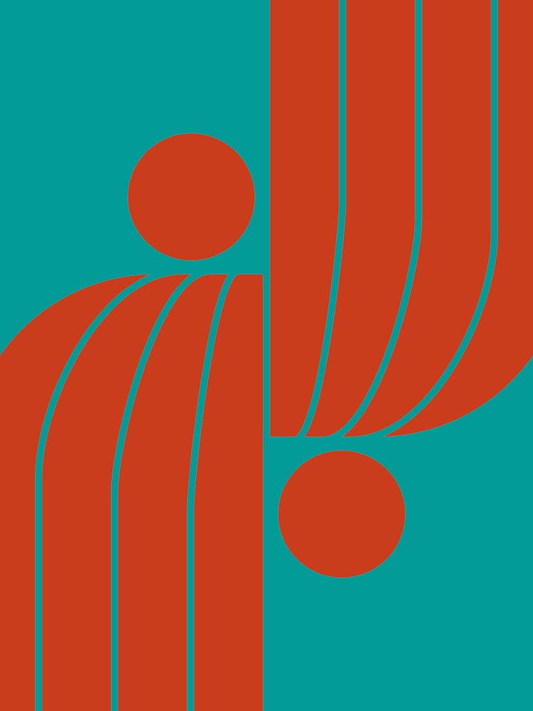 Arch Midcentury Modern Abstract Pattern Viii In Persian Green And Pastel Dark Red 01