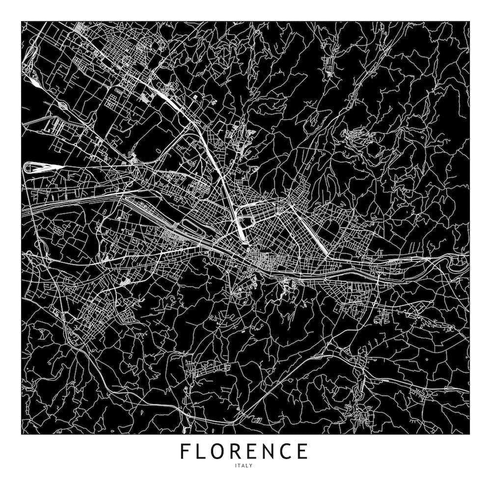 Florence Black And White Map Square