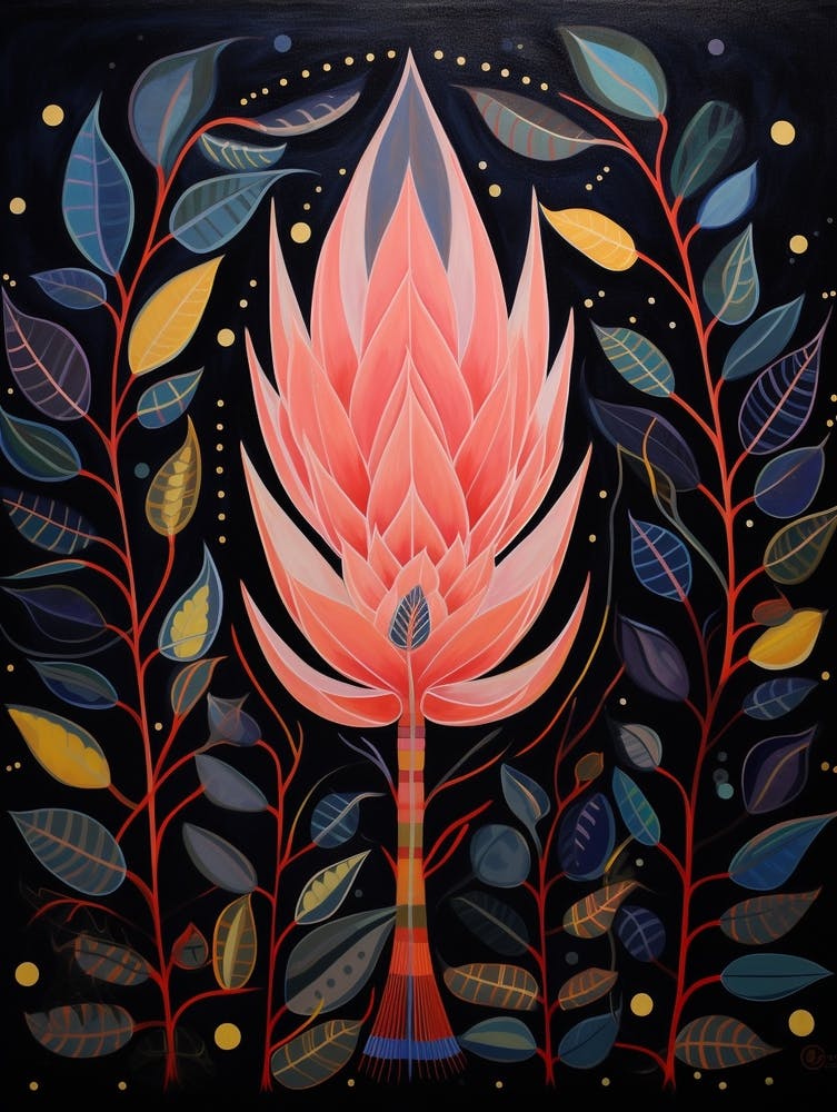 Protea 4 Hilma Af Klint Inspired Flower Illustration