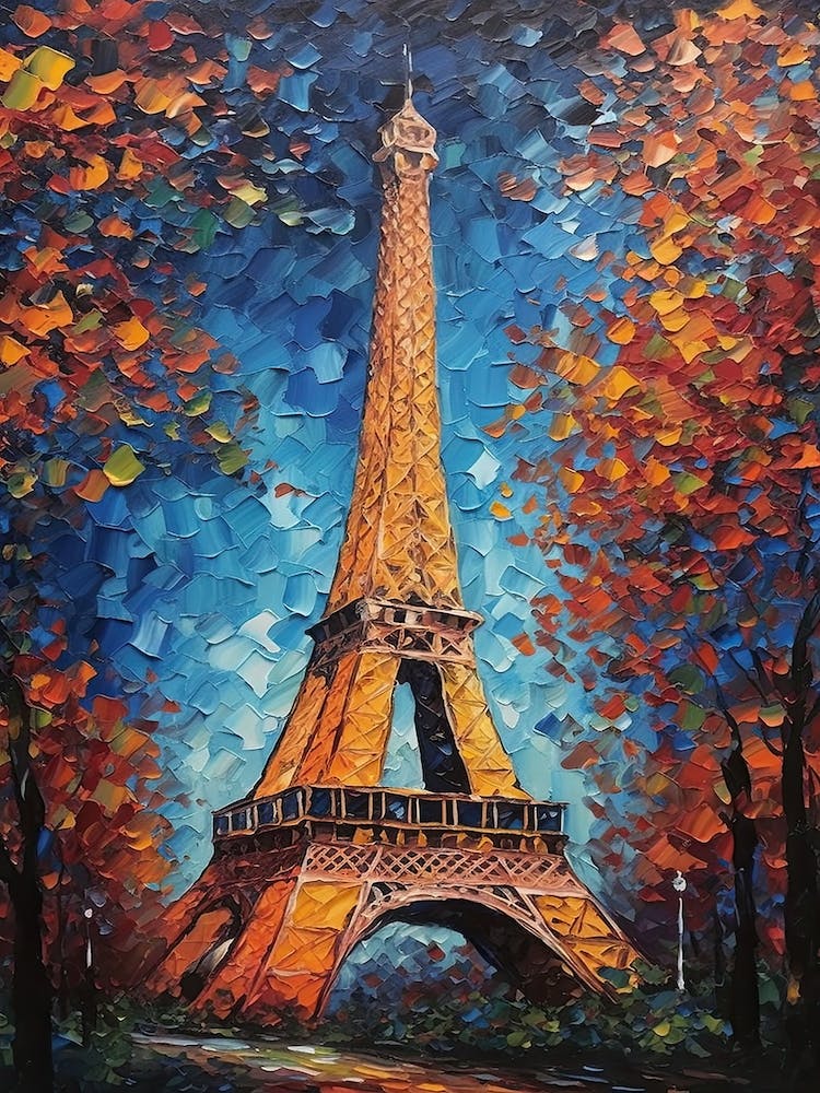 Eiffel Tower Paris France Vincent Van Gogh Style 25