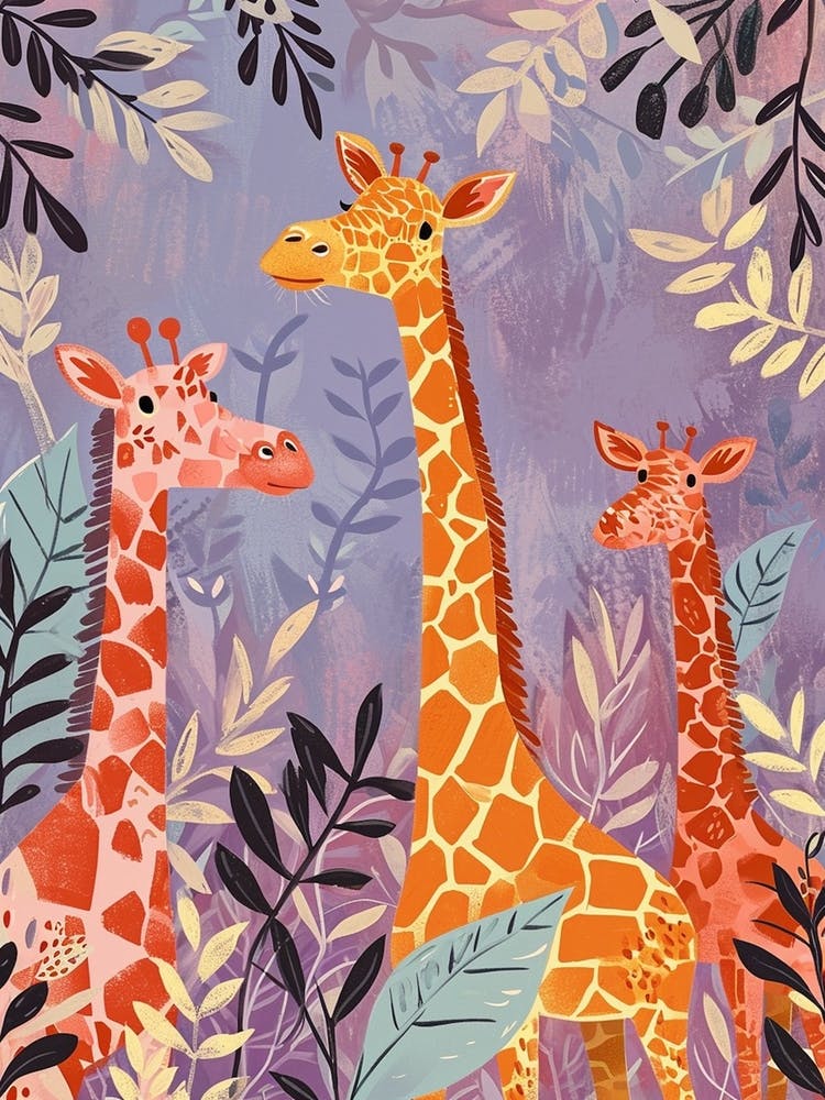 Fun Vibrant Giraffe Illustration 1