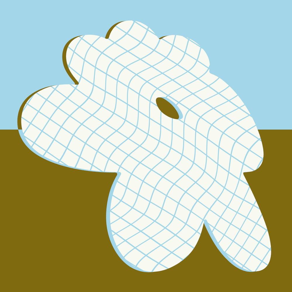 Distorted Flower Shape On Color Block Background