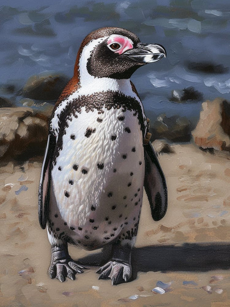 African Penguin Livingston Island Oil Painting 3