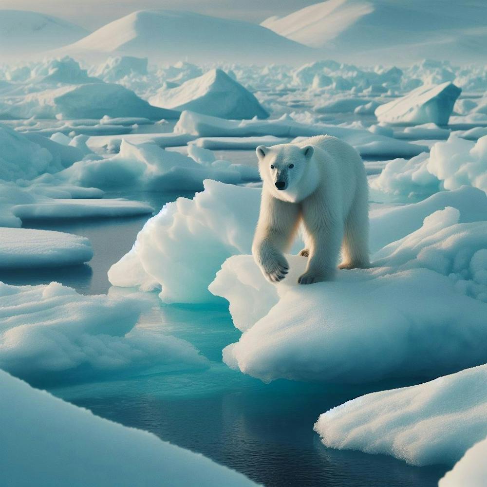 Polar Bear On Ice Floes
